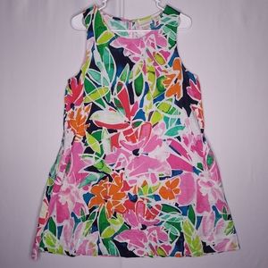 Cynthia Rowley Linen Dress Medium Women Sleeveless Keyhole Multicolor Floral M